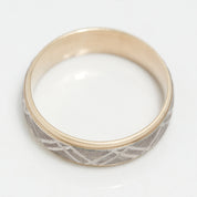 Bague - Or 10K deux tons jaune & blanc jonc à motif sablé - RIG301