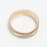 Lady's ring - 10K gold tricolor yellow, white & pink diamond cut band - RIG302