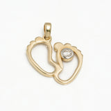 Pendentif - Or 10K jaune embreintes de bébé avec pierre cz - PEG128