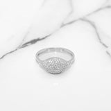 Bague - Or 10K blanc beignet pavé cz - RIG376