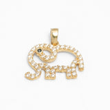 Pendentif - Or 10K jaune éléphant pavé cz - PEG132