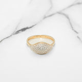 Bague - Or 10K deux tons jaune & blanc beignet pavé cz - RIG381
