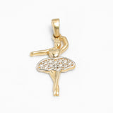 Pendentif - Or 10K deux tons jaune & blanc ballerine pavé cz -PEG135