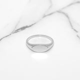 Bague - Or 10K blanc signet poli - RIG384