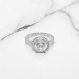 Bague - Or 10k blanc pierre coupe brillant cz avec monture halo - RIG385