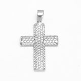 Pendentif - Or 10K blanc croix pavé cz - PEG139