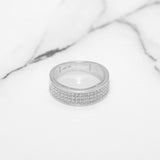 Bague - Or 10k blanc semi-éternité pavé cz - RIG386