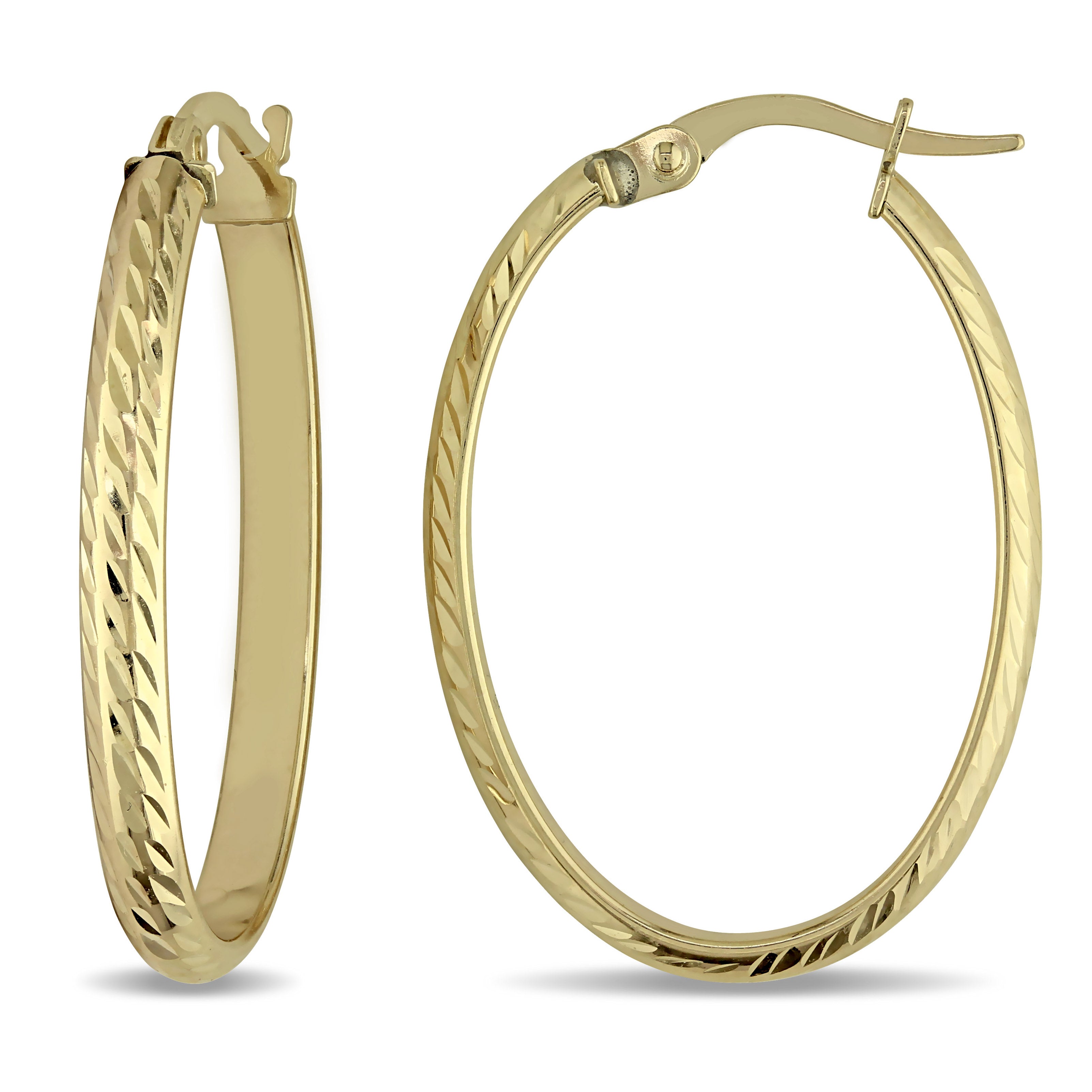 Hoops - Or 10K jaune ovale coupe diamant - BOG1345