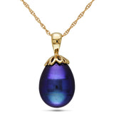 Collier - Or 10K jaune pendentif perle noire d'eau douce - CHG1327