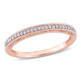 Bague - Or 10K rose semi-éternité milgrain & pavé de diamants naturels 0.10TCW - RIGD625
