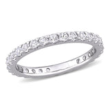Bague - Or 10K blanc éternité topaze blanche coupe rond - RIG1223