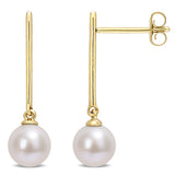 Studs - 10K Yellow Bar Dangle Freshwater Pearl 6-6.5mm - BOG1069