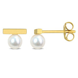 Studs - Or 10K jaune barre & perle d'eau douce - BOG1342