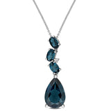Collier femme - Or 10K blanc pendentif Topaze bleue de Londres 4.55CT & diamant naturel 0.01CT 17" - CHGD004