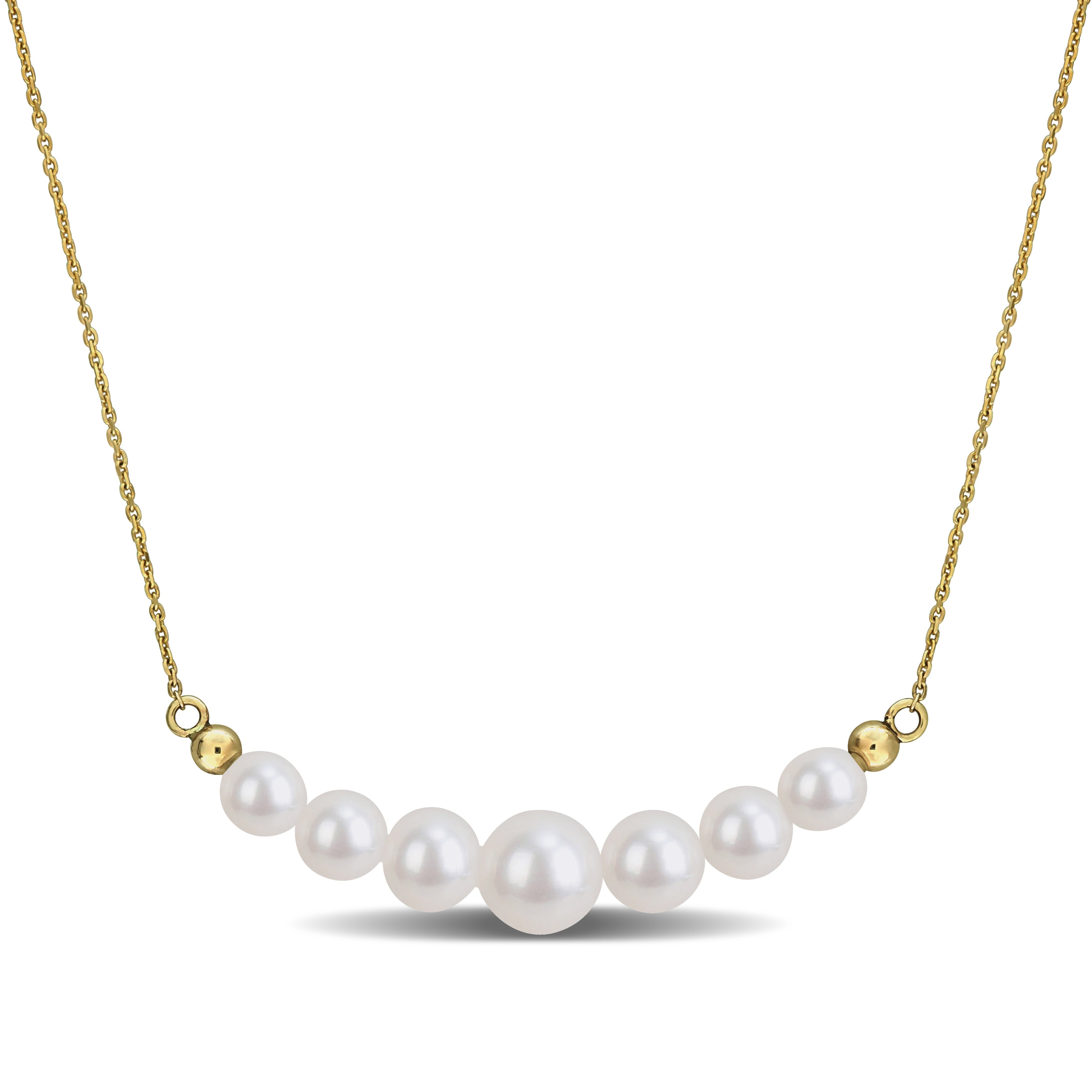Collier - Or 10K jaune pendentif degradé perles d'eau douce - CHG1326