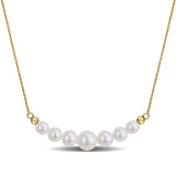 Collier - Or 10K jaune pendentif degradé perles d'eau douce - CHG1326