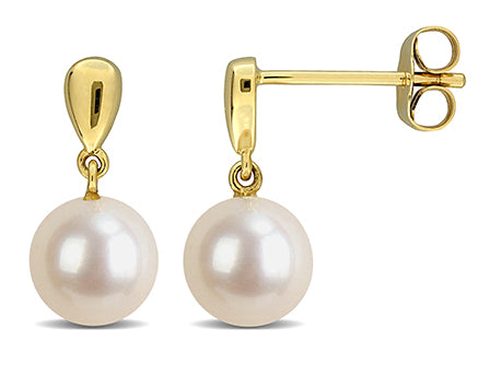 Studs - Or 10K jaune pendant perle d'eau douce 6.5-7mm - BOG1066