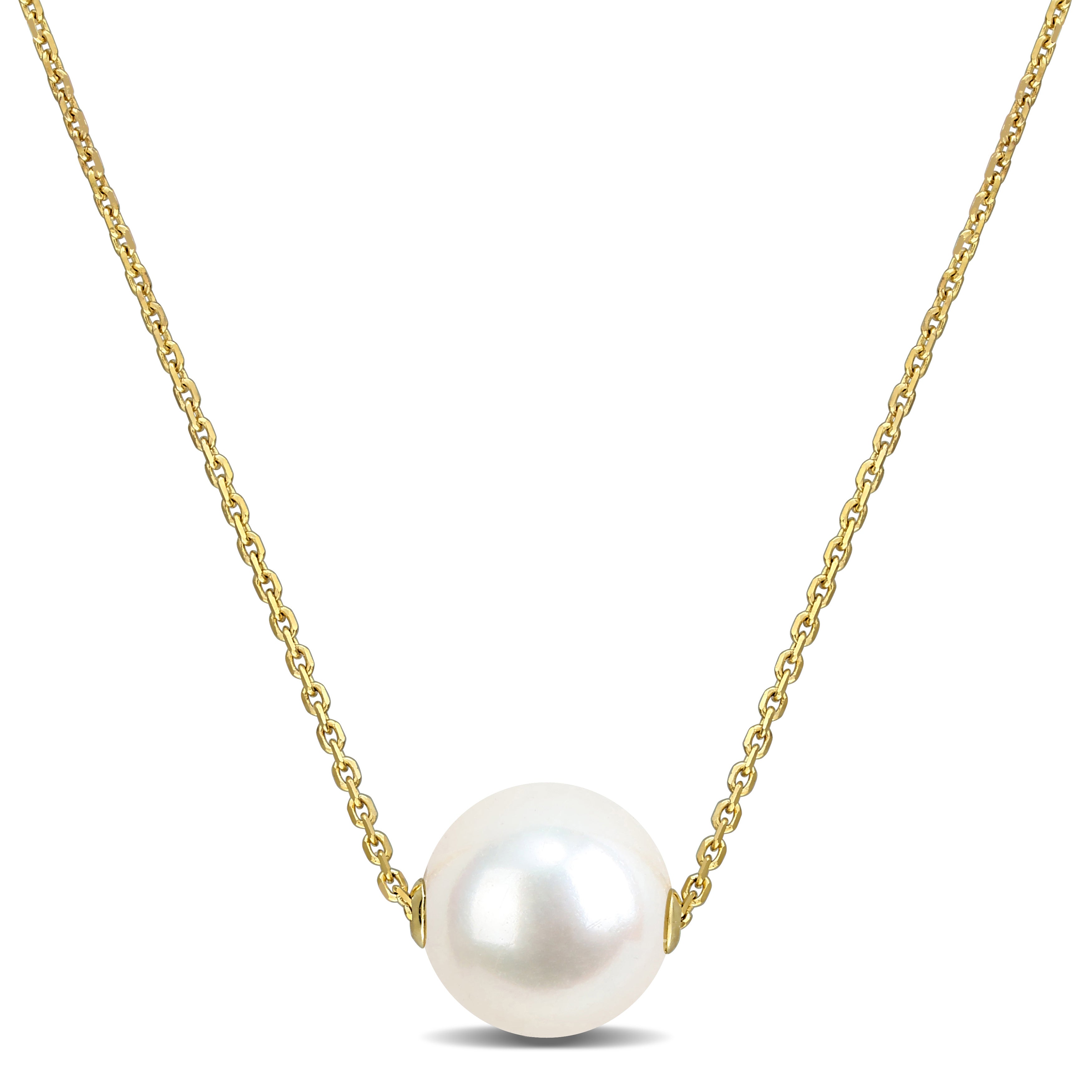 Collier - Or 10K jaune pendentif coulissant perle d'eau douce - CHG1328