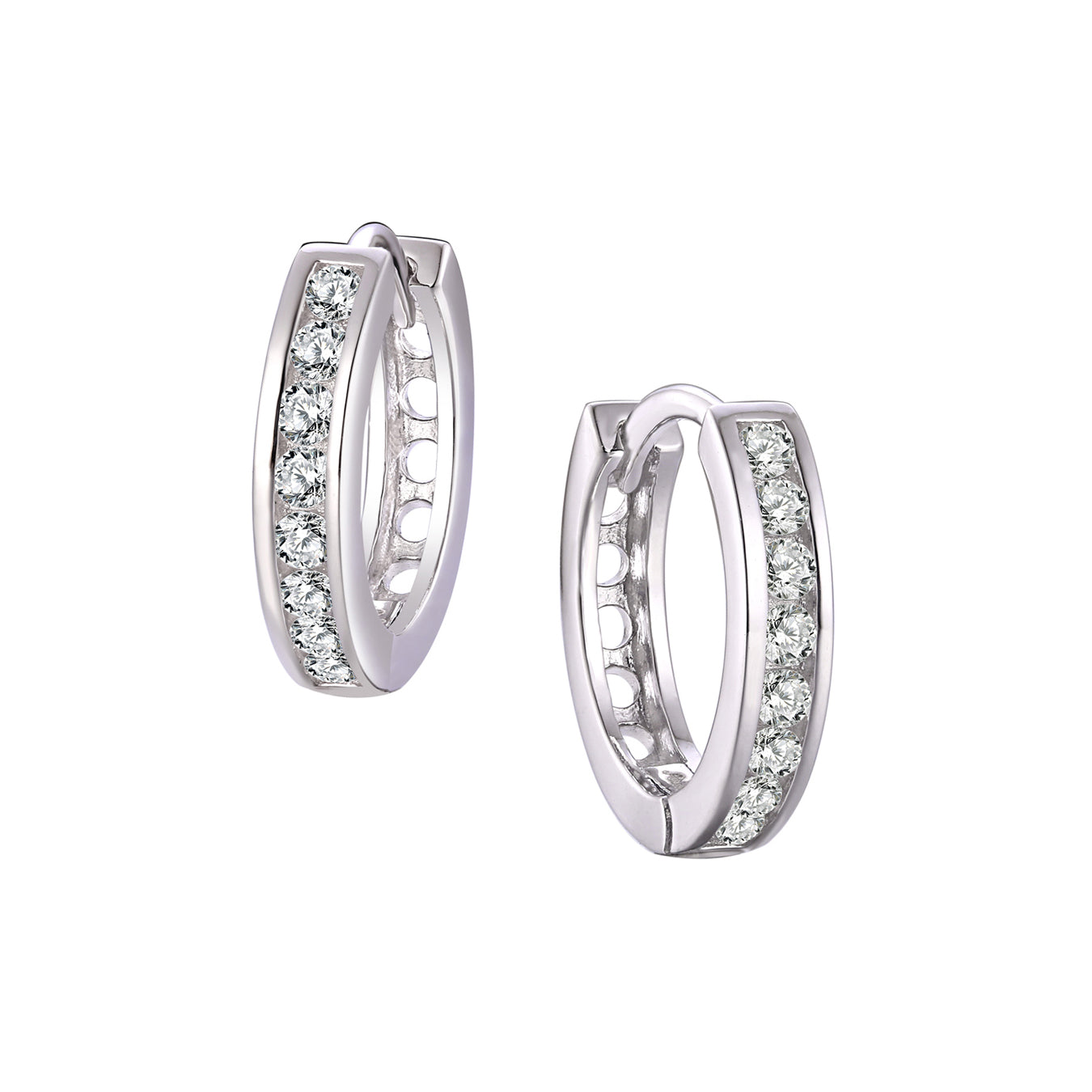 Hoops - Argent pierres cz en canal 3mm X 15mm - BOS391