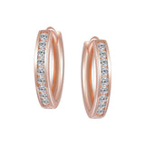 Hoops - Argent plaqué or rose pierres cz en canal 3mm X 17mm - BOS393