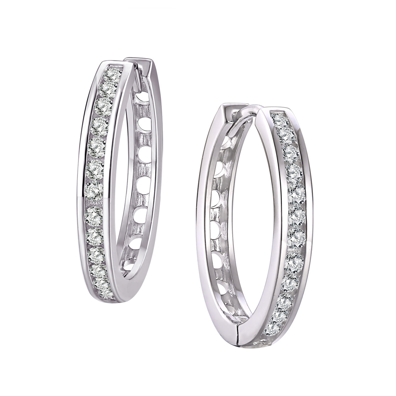Hoops - Argent pierres cz en canal 3mm X 22mm - BOS395