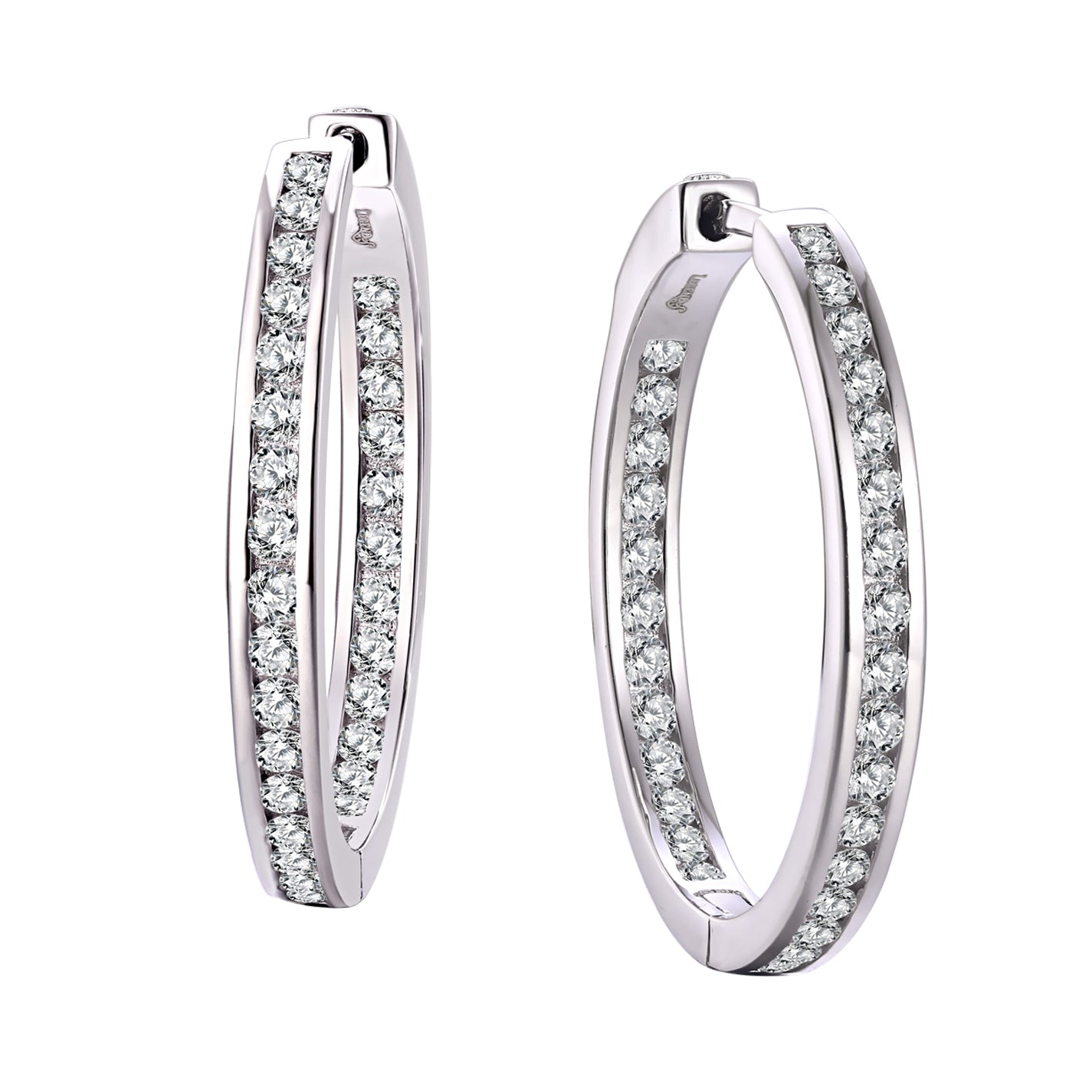 Hoops - Argent pierres cz en canal 3mm X 30mm - BOS396