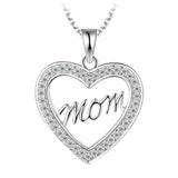 Collier - Argent pendentif coeur 'MOM' cz - CHS681