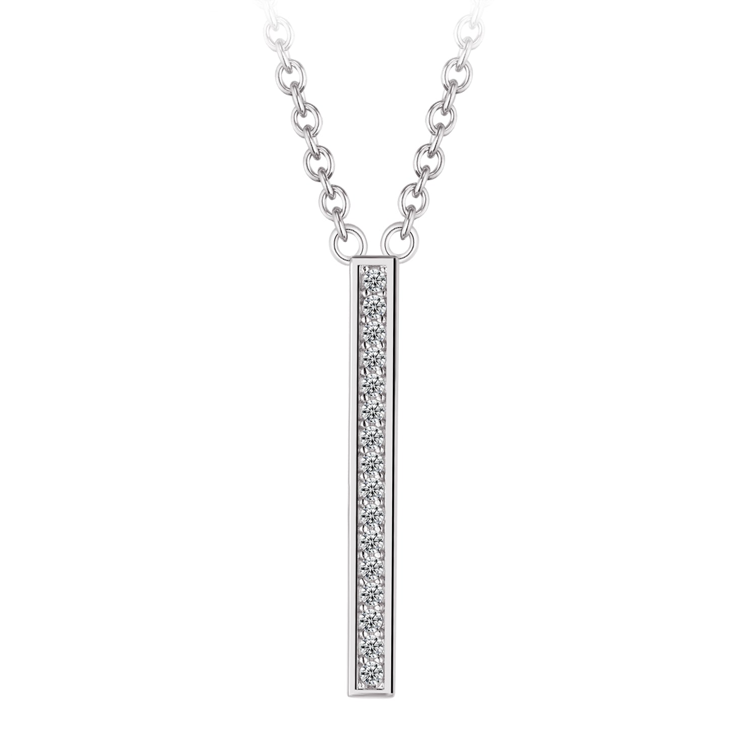 Collier - Argent pendentif barre en cz - CHS685