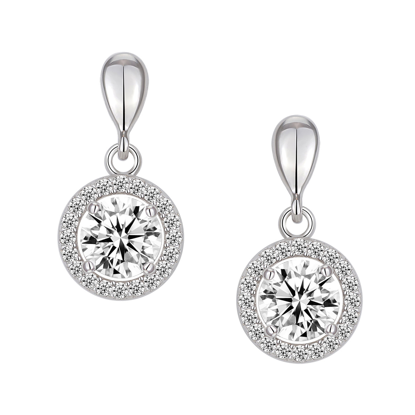 Studs - Argent halo pendantes en cz - BOS401