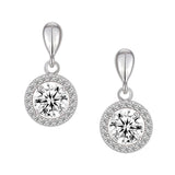 Studs - Argent halo pendantes en cz - BOS401