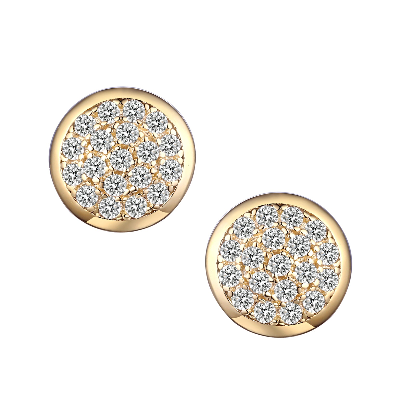 Studs - Argent plaqué or dôme grappe en cz - BOS402