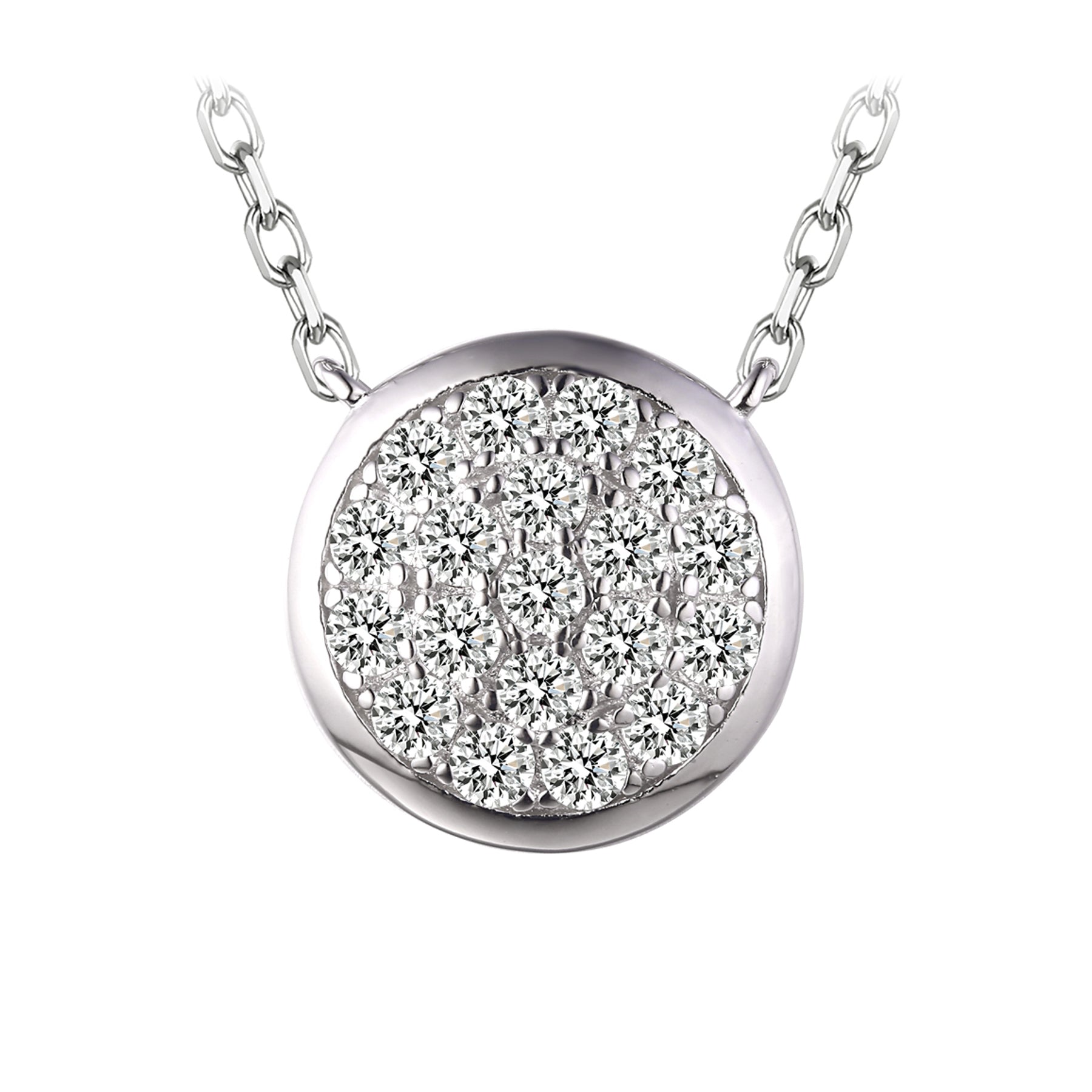 Collier - Argent pendentif dôme grappe en cz - CHS689