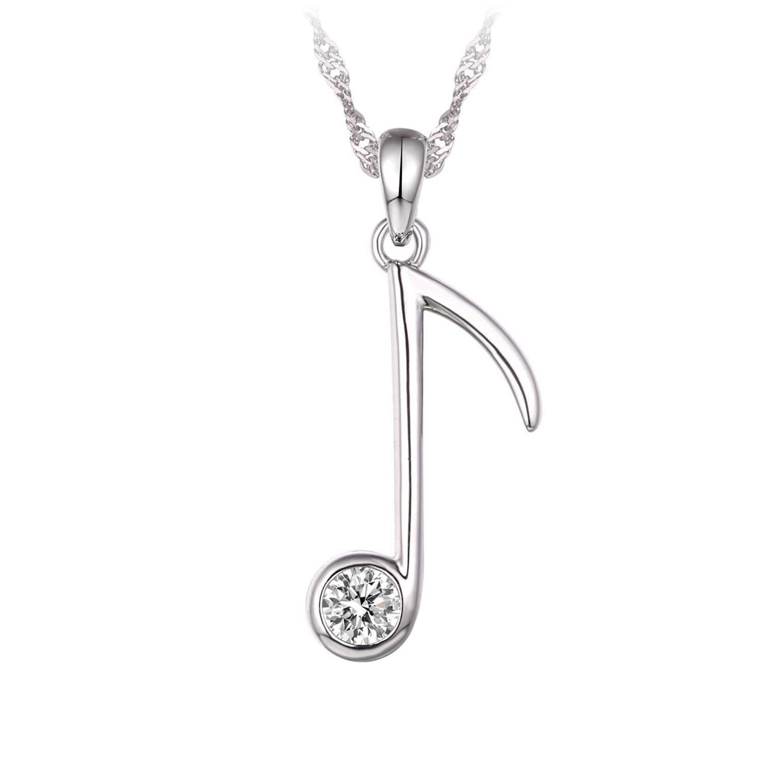 Collier - Argent pendentif note de musique cz - CHS691