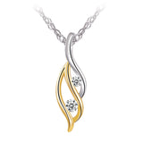 Collier - Argent deux tons plaqué or pendentif double cz  - CHS693