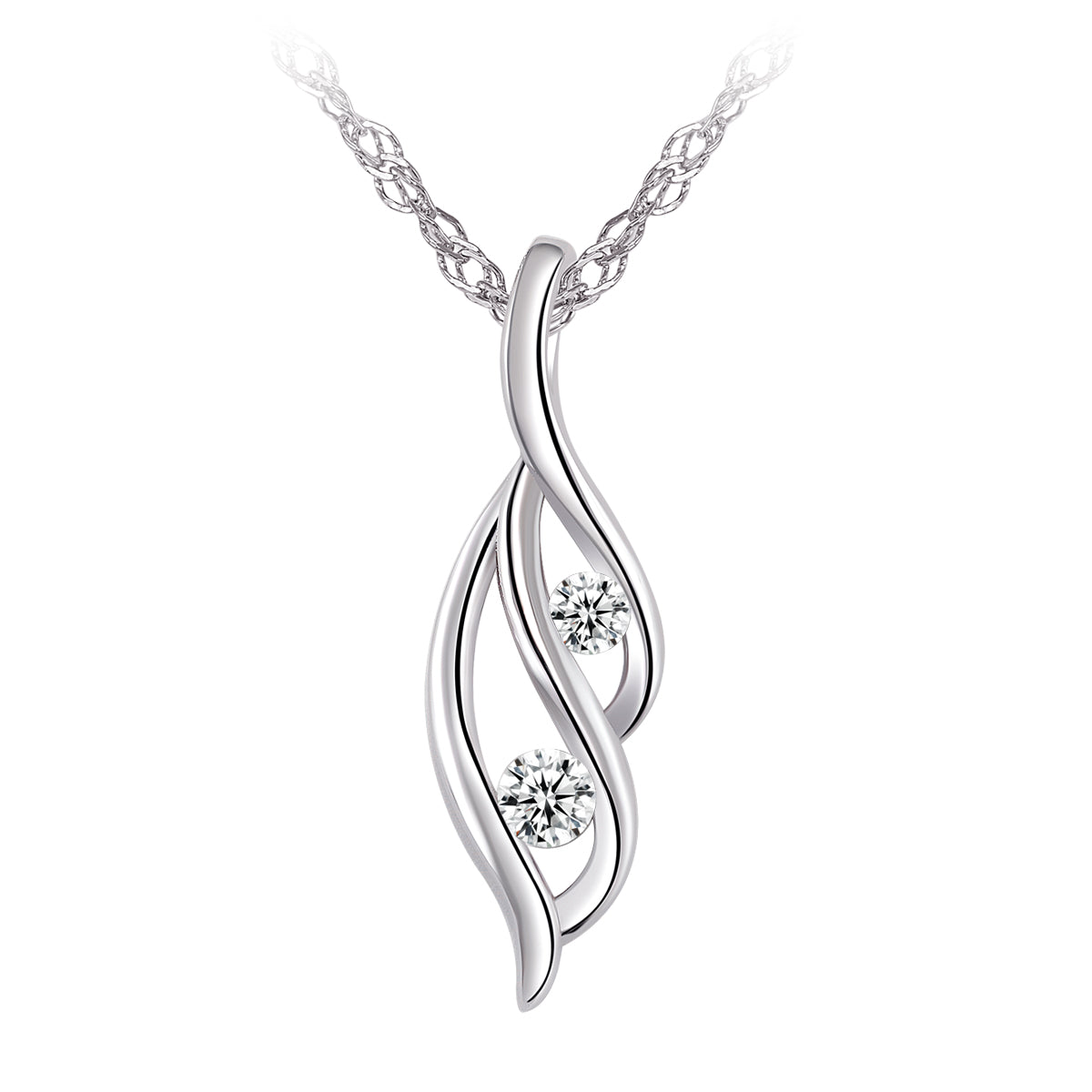 Collier - Argent pendentif double cz - CHS692
