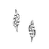 Studs - Argent trois pierres cz courbées - BOS404