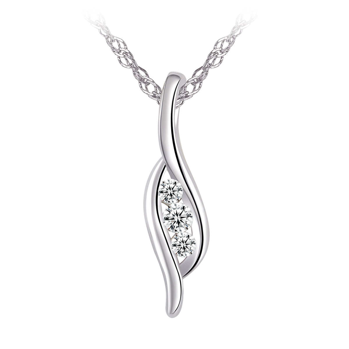 Collier - Argent pendentif trois pierres cz torsadé - CHS694