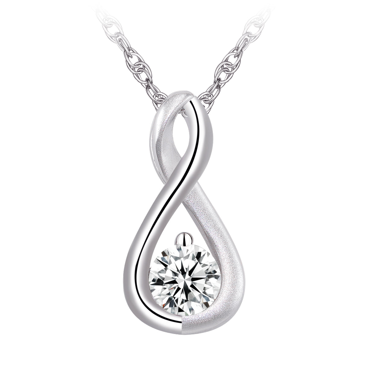 Collier - Argent pendentif torsadé en cz - CHS696