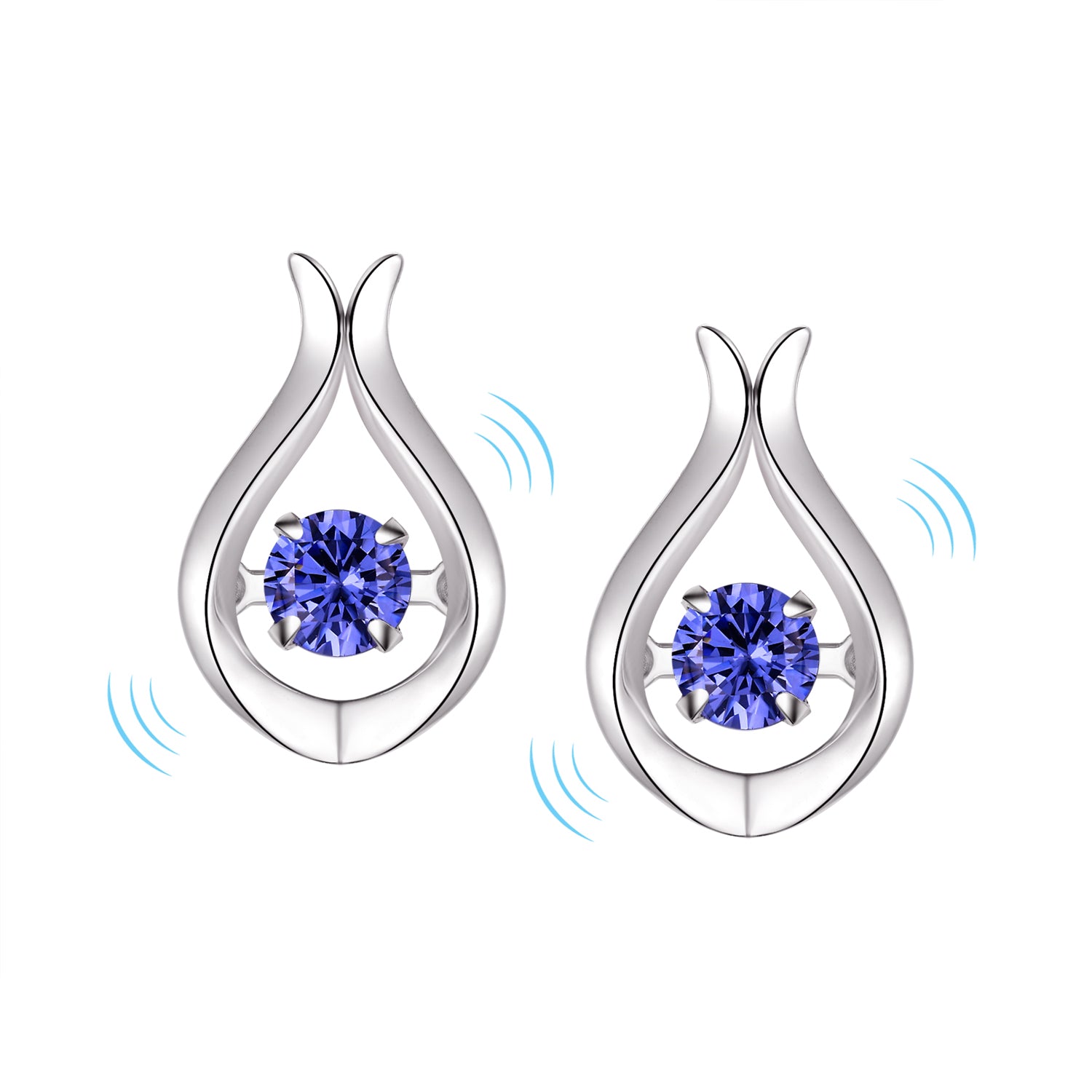 Studs - Argent pierre tanzanite dansante larme - BOS409