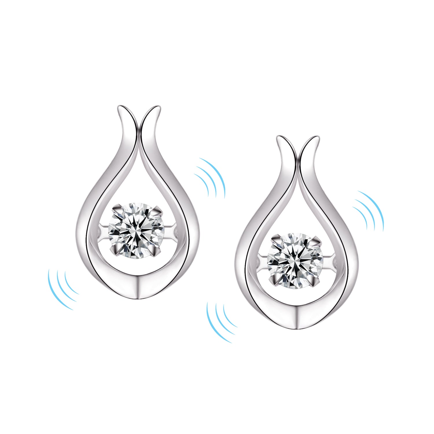 Studs - Argent pierre cz dansante larme - BOS408