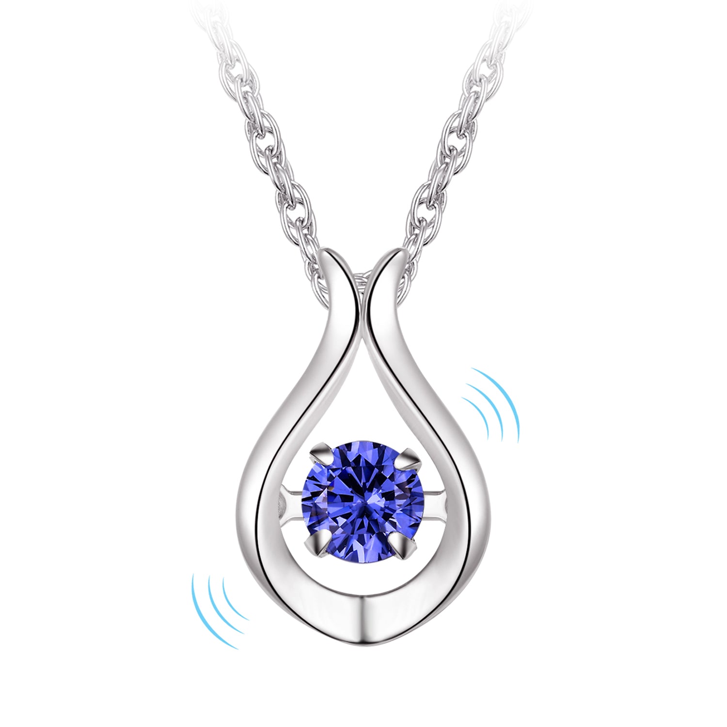 Collier - Argent pendentif pierre tanzanite dansante larme - CHS699