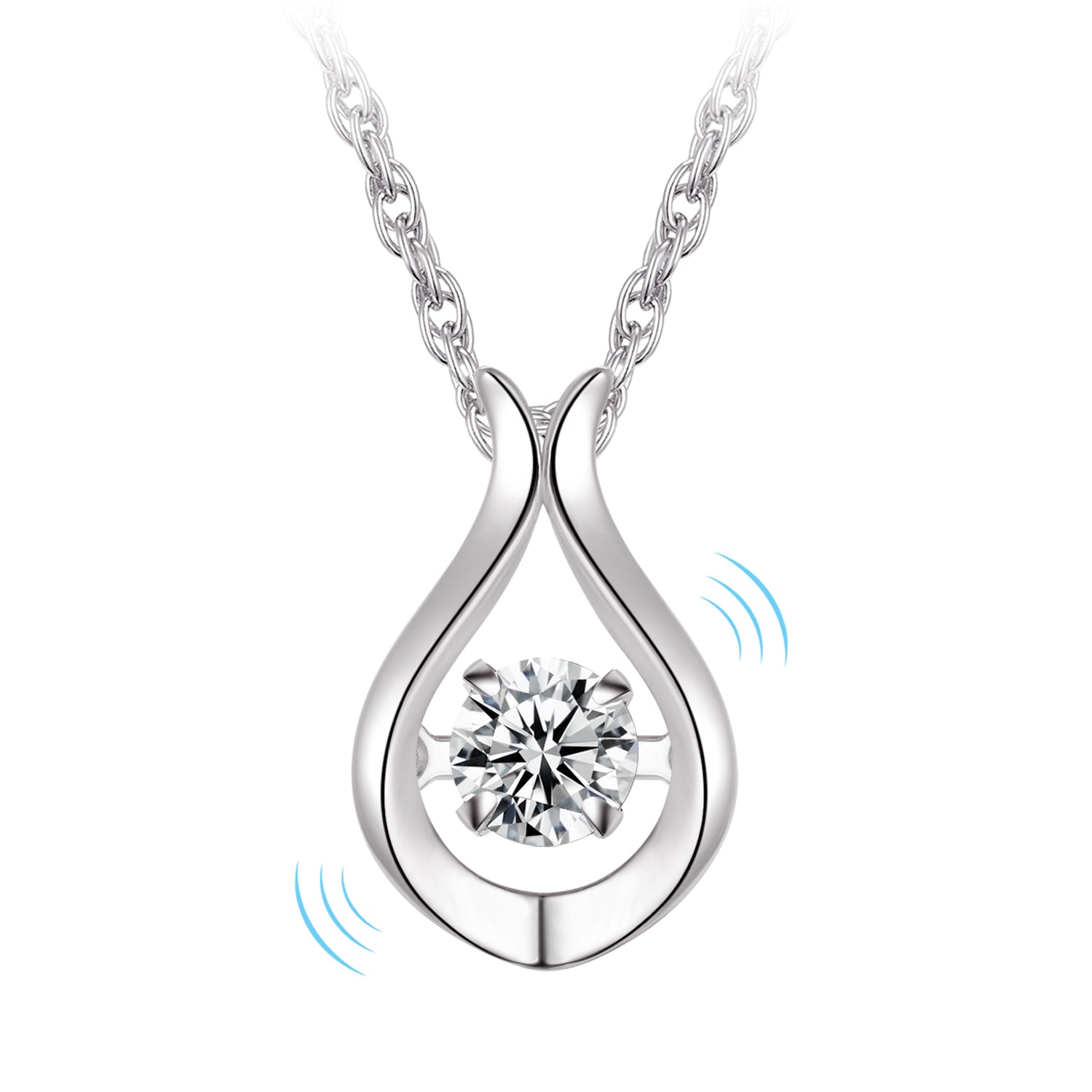 Collier - Argent pendentif pierre cz dansante larme - CHS698