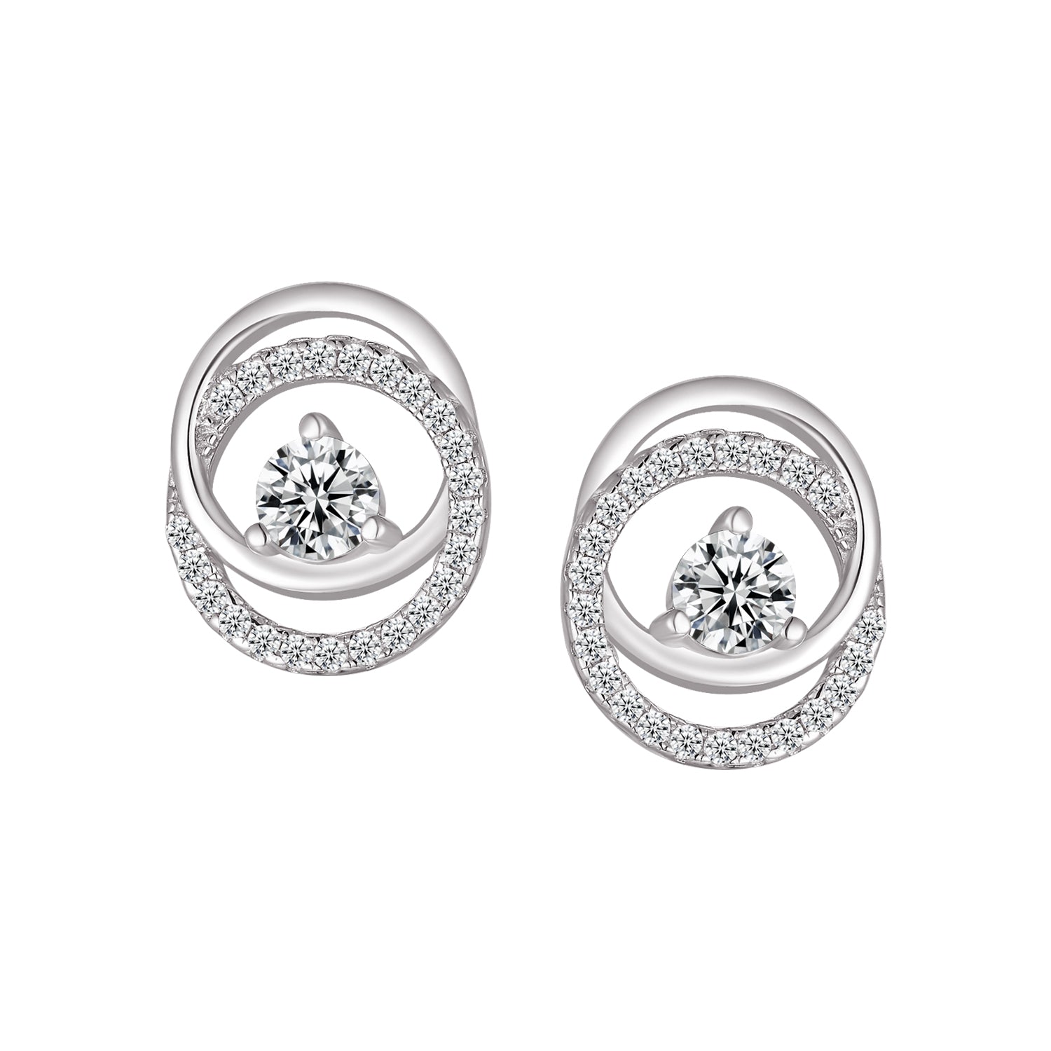 Studs - Argent double cercle en cz - BOS410