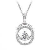 Collier - Argent pendentif double cercle en cz - CHS700