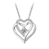 Collier - Argent pendentif double coeur en cz - CHS702