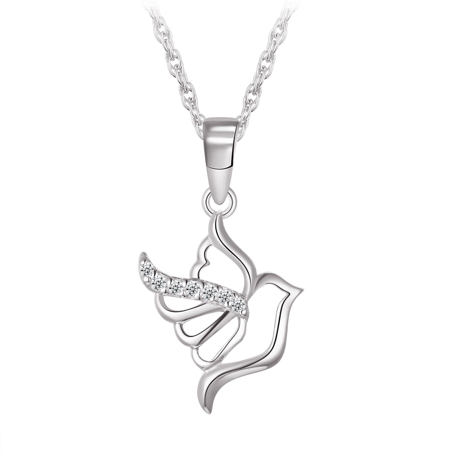 Collier - Argent pendentif colombe cz - CHS704