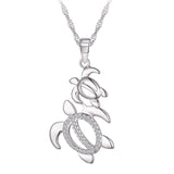 Collier - Argent pendentif mère et bébé tortue cz - CHS707