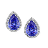 Studs - Argent halo tanzanite synthétique coupe poire & cz - BOS417