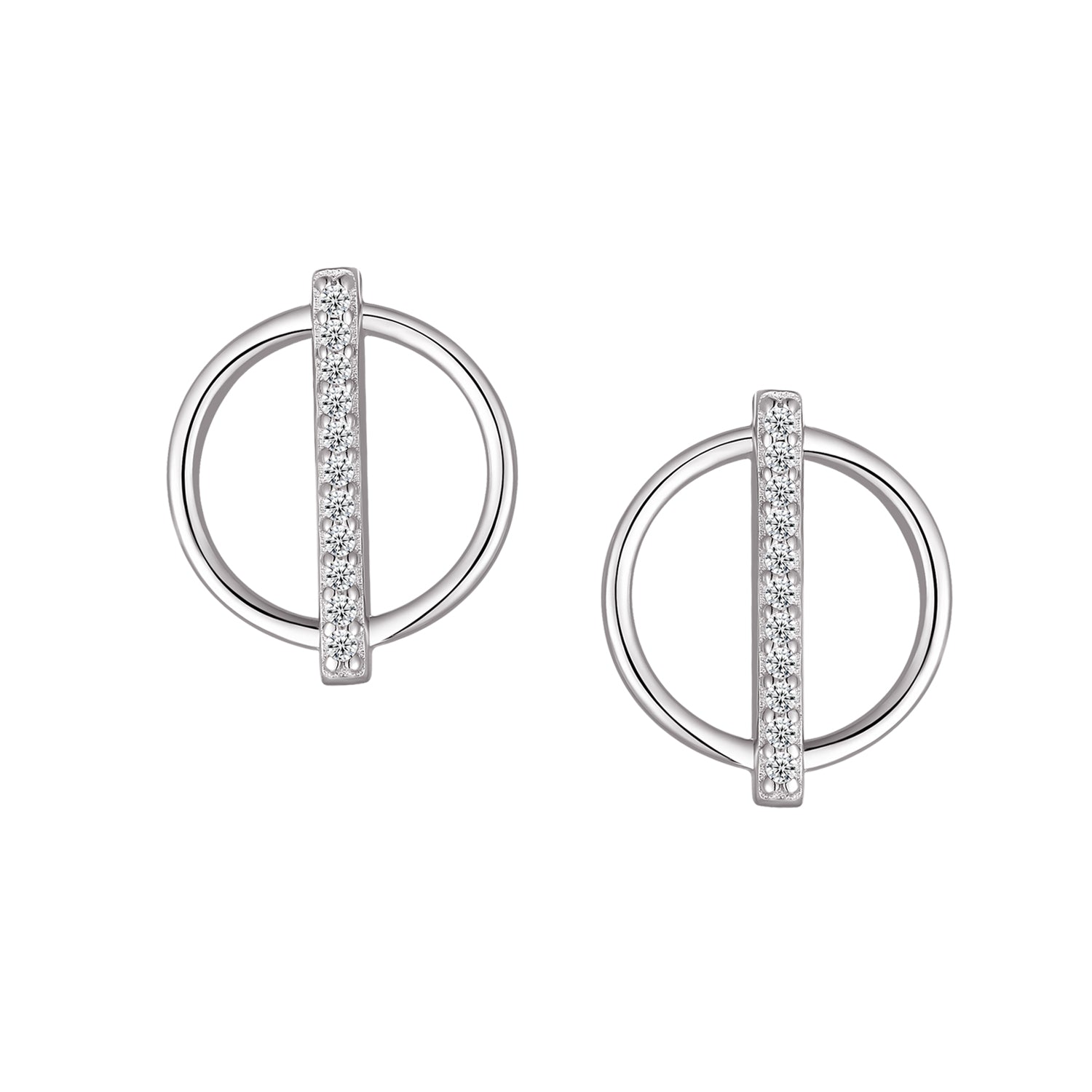 Studs - Argent cercle avec barre en cz - BOS418