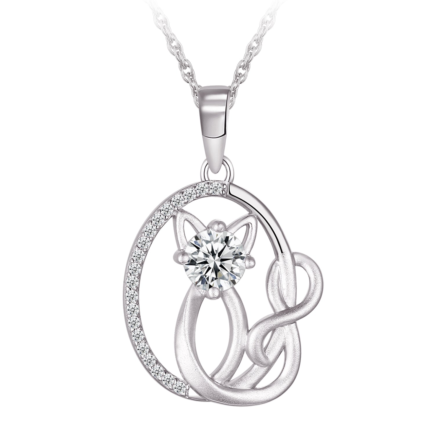 Collier - Argent pendentif chaton en cz - CHS711